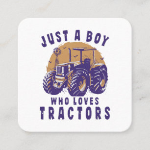 Gewoon Jongen Die Van Tractors Boeren Trucks Houdt Vierkante Visitekaartje