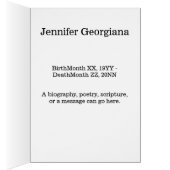 Gewoon Kaart en eenvoudige begrafenisservice, met  (Binnen (Rechts))