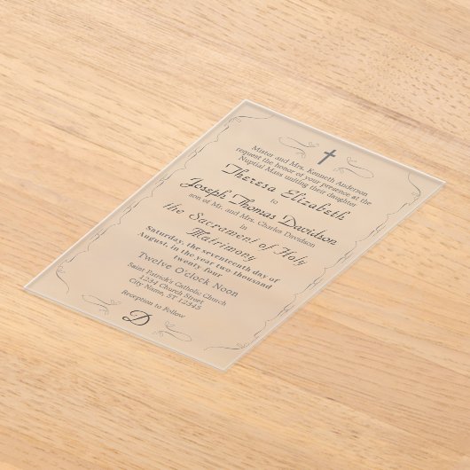 Gewoon katholieke bruiloft uitnodiging (Laagn)