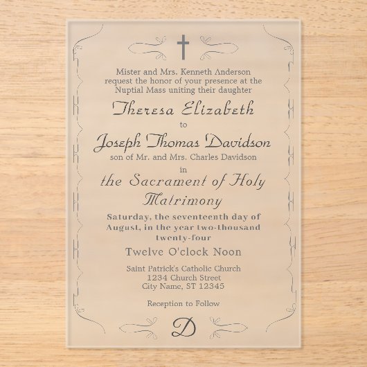 Gewoon katholieke bruiloft uitnodiging (Voorkant)