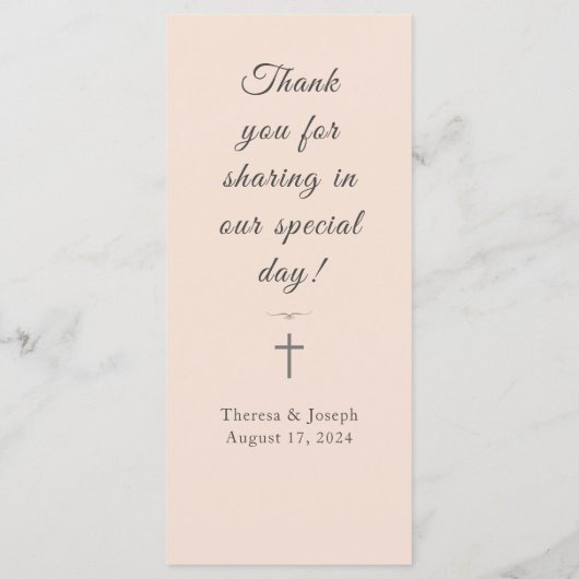 Gewoon katholieke champagne roze bruiloft menu (Achterkant)