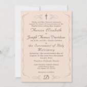 Gewoon katholieke champagne-roze bruiloft uitnodig kaart (Voorkant)