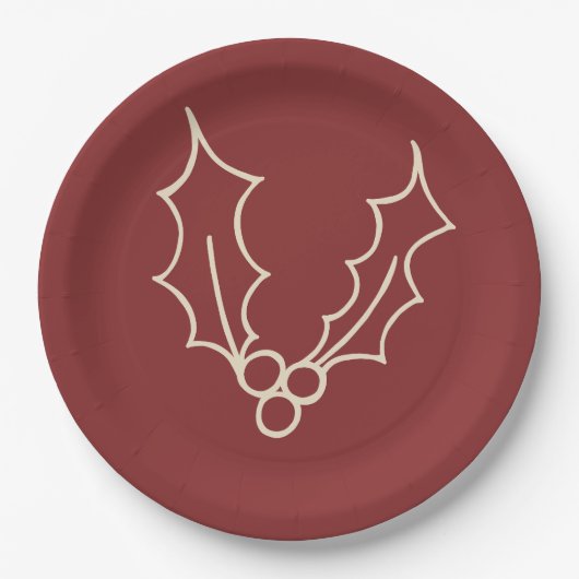 Gewoon kerstCollectie - Holly Papieren Bordje (Voorkant)