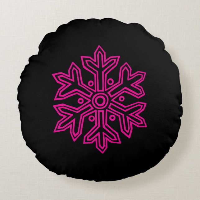 Gewoon kerstCollectie - Snowflake Rond Kussen (Voorkant)