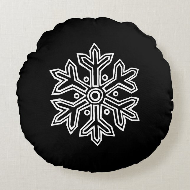 Gewoon kerstCollectie - Snowflake Rond Kussen (Voorkant)