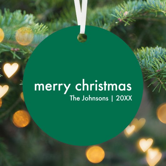 Gewoon kerstfeest | Moderne, minimale groene Scand Metalen Ornament