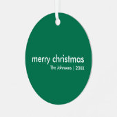 Gewoon kerstfeest | Moderne, minimale groene Scand Metalen Ornament (Voorkant links)