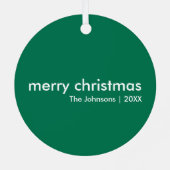 Gewoon kerstfeest | Moderne, minimale groene Scand Metalen Ornament (Achterkant)