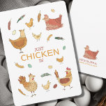 Gewoon kijken in Hallo Funny Hen Pun Cute Kickens Kaart<br><div class="desc">Dit ontwerp bevat de meest schattige kippen, veren en eieren rond de tekst "Just Chicken (check) in". Laat deze schattige kaart je vrienden een grappige kip laten giebelen - perfect voor kipliefhebbers! Show iemand speciaal die je aan ze denkt met deze originele kunstkaart. Pas aan door uw handtekening aan de...</div>