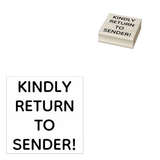 Gewoon "KINDELIJK TERUG NAAR VERZENDING!" Rubber S Rubberstempel (Gestempeld)