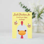 Gewoon Kip In Eenvoudig Grappig Geel Gelukkig Verj Briefkaart (Staand voorkant)
