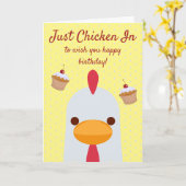 Gewoon kip in eenvoudige grappige gele gelukkige v kaart (Gele Bloem)