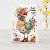 Gewoon kip in je wenskaart kaart (Gele Bloem)