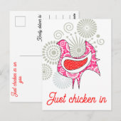 Gewoon kip in Schattige Grappig Roze Rood  Hen Briefkaart (Voorkant / Achterkant)