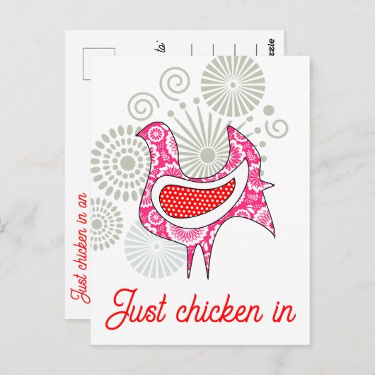 Gewoon kip in Schattige Grappig Roze Rood Hen Briefkaart (Voorkant / Achterkant)