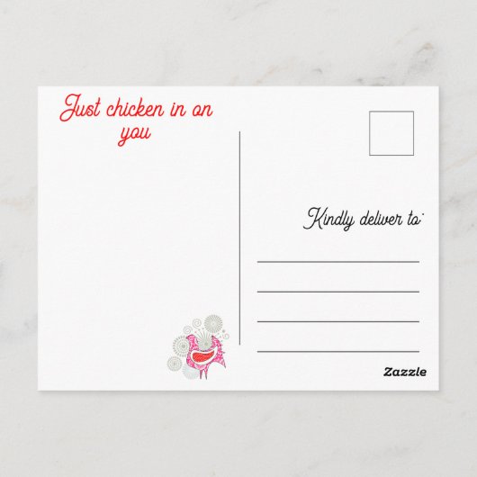 Gewoon kip in Schattige Grappig Roze Rood Hen Briefkaart (Achterkant)