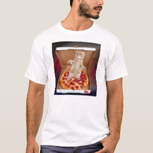 Gewoon Kitten rond in de Pizza box T-shirt