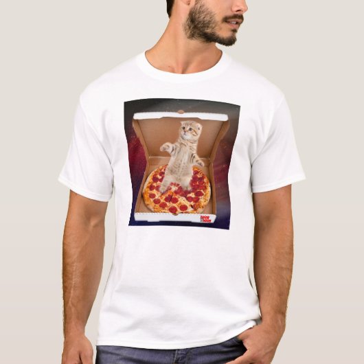 Gewoon Kitten rond in de Pizza box T-shirt (Voorkant)