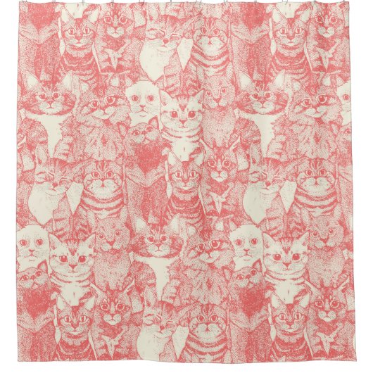 Gewoon kittens koraal roze douchegordijn (Voorkant)