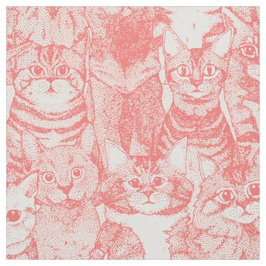 Gewoon kittens koraal roze stof (Swatch)