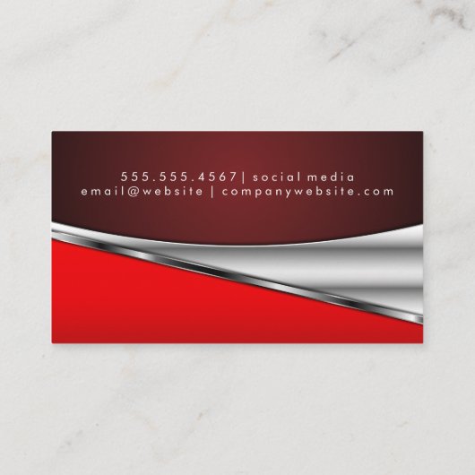 Gewoon Klassiek en Elegant / Red Metal Trim Visitekaartje (Achterkant)