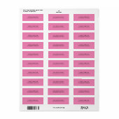 Gewoon klassiek minimalistisch professioneel roze  etiket (Full Sheet)