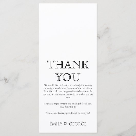 Gewoon klassieke bruiloft menu & dank je kaart (Achterkant)