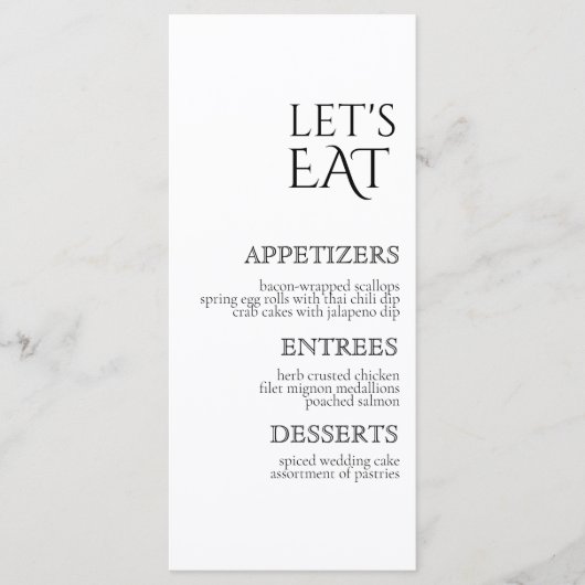 Gewoon klassieke bruiloft menu & dank je kaart (Voorkant)