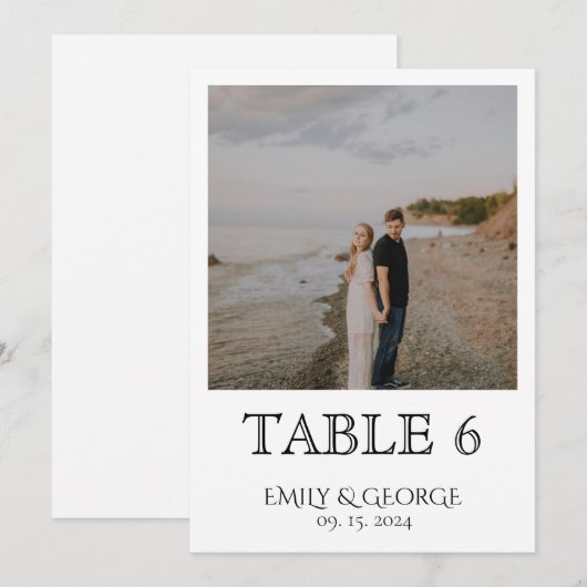 Gewoon klassieke bruiloft tafel nummers kaart (Voorkant / Achterkant)