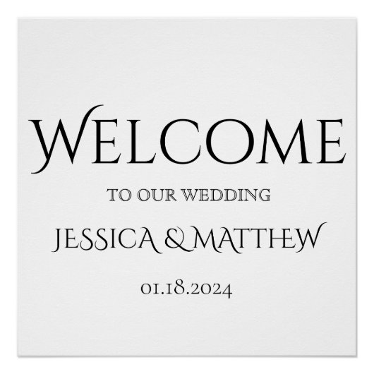 Gewoon klassieke bruiloft welkom teken perfect poster (Voorkant)