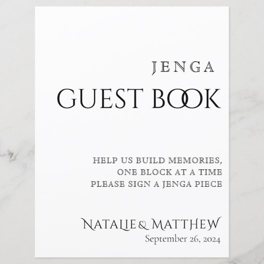 Gewoon klassieke Jenga gastenboek bruiloft (Voorkant)