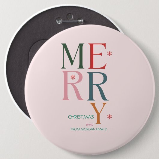 Gewoon kleurrijk vrolijk kerstroze ronde button 6,0 cm (Voorkant /achterkant)