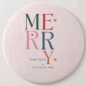 Gewoon kleurrijk vrolijk kerstroze ronde button 6,0 cm (Voorkant)