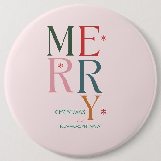 Gewoon kleurrijk vrolijk kerstroze ronde button 6,0 cm (Voorkant)