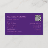 Gewoon koninklijk Paars met monogram QRCode en juw Visitekaartje (Achterkant)