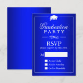 Gewoon Koninklijke Blauwe GraduPartij RSVP-kaart RSVP Kaartje (Voorkant / Achterkant)