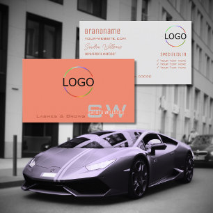 Gewoon koraal licht grijs beeld met monogram en Lo Visitekaartje