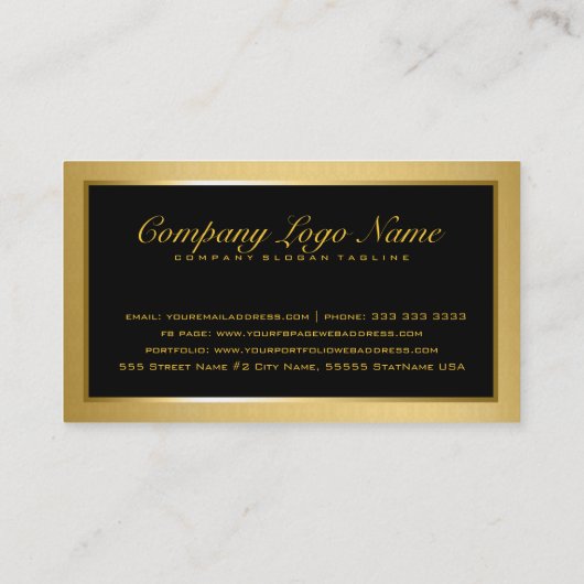 Gewoon legant metallisch goud en zwart 2 visitekaartje (Achterkant)