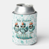 Gewoon lekker chillen, grappige kip blikjeskoeler (Blikje Voorkant)