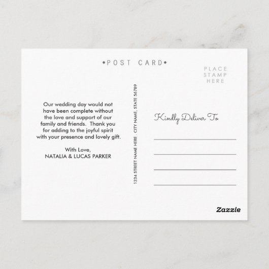 Gewoon leuke bruiloft Dank u Briefkaart (Achterkant)
