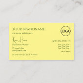 Gewoon lichtgeel met monogram Logo en juwelen Visitekaartje (Achterkant)