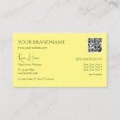 Gewoon lichtgeel met monogram QRCode en juwelen Visitekaartje (Achterkant)