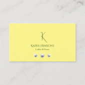 Gewoon lichtgeel met monogram QRCode en juwelen Visitekaartje (Voorkant)