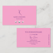 Gewoon lichtroze met monogram en juwelen stijlvol visitekaartje (Voorkant / Achterkant)