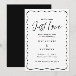 Gewoon lief handgeschreven golvend kader zwart en  save the date