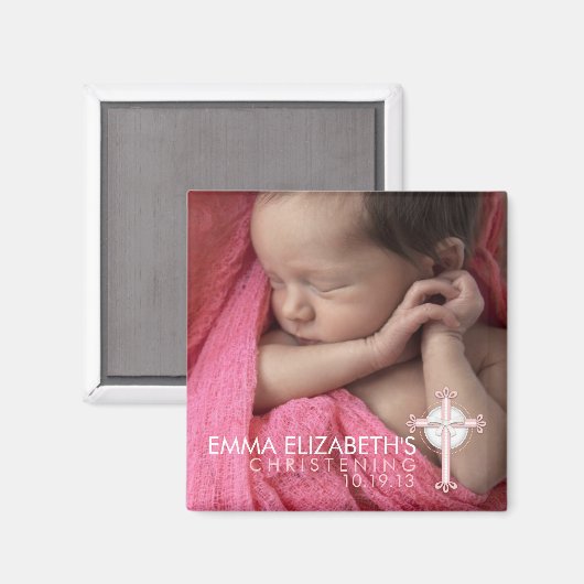 Gewoon lief kruis doopfoto aandenken magneet (Voorkant / Achterkant)