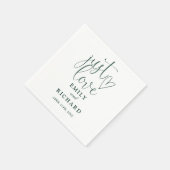 Gewoon lief script elegant smaragdgroen bruiloft servet (Hoek)