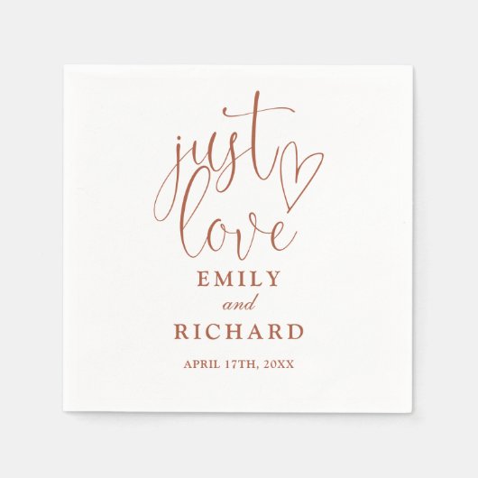 Gewoon lief script elegant terracotta bruiloft servet (Voorkant)