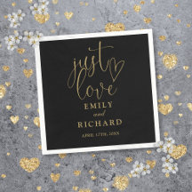 Gewoon Lief Script Elegant Zwart en Goud Trouwen