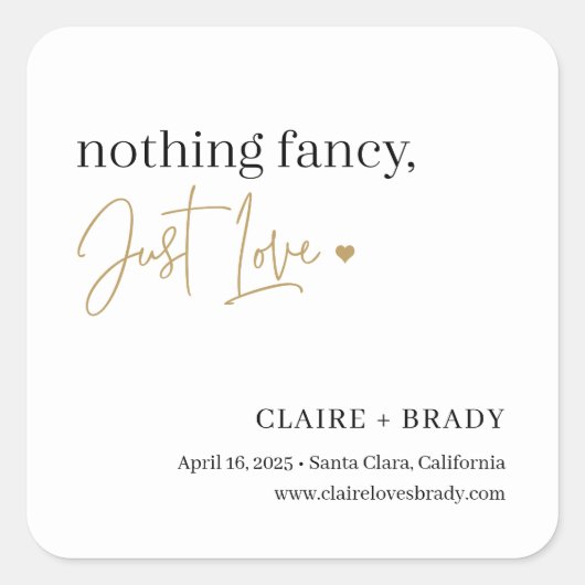 Gewoon Liefde Bewerkbare KLEUR Bruiloft Stickers (Voorkant)